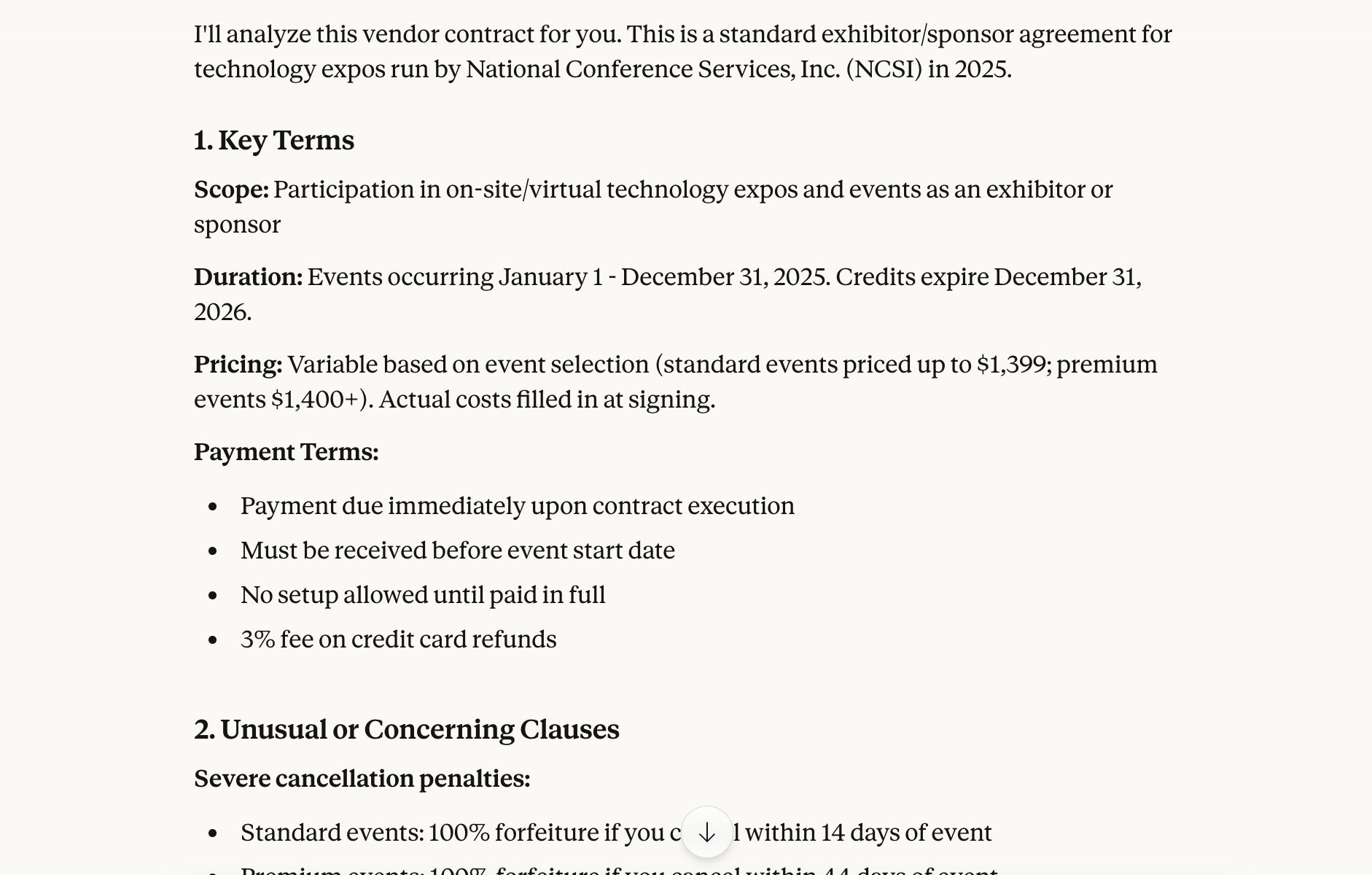 Claude analyzing a contract - questions to ask