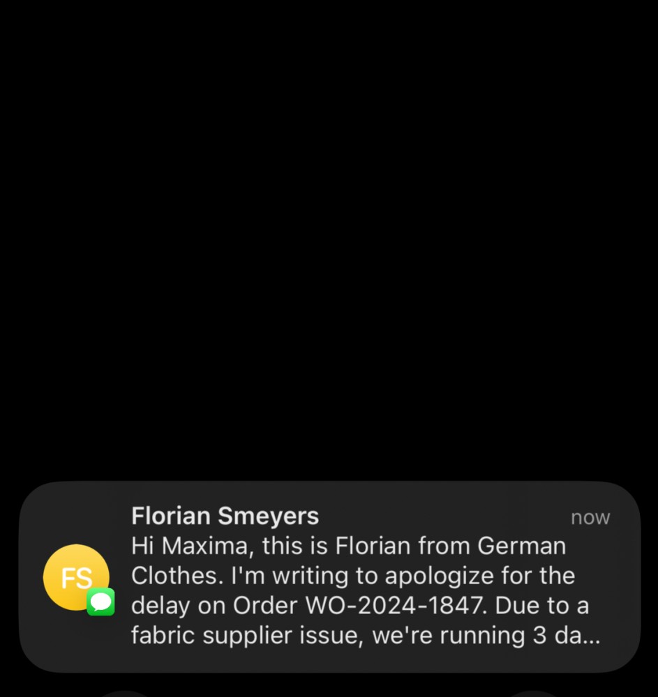 iPhone showing received SMS